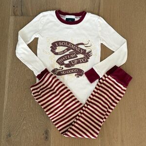 Pottery Barn Kids Harry Potter Glow Maroon White Striped Pajama Set